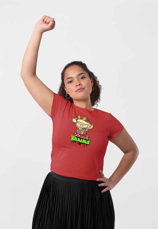 Jingle Brains Tee – Holiday Elf Gone Feral Edition