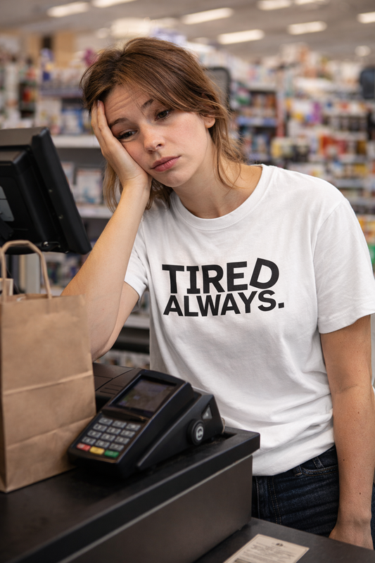 TIRED ALWAYS. — The "Perpetual Burnout" Signature Tee