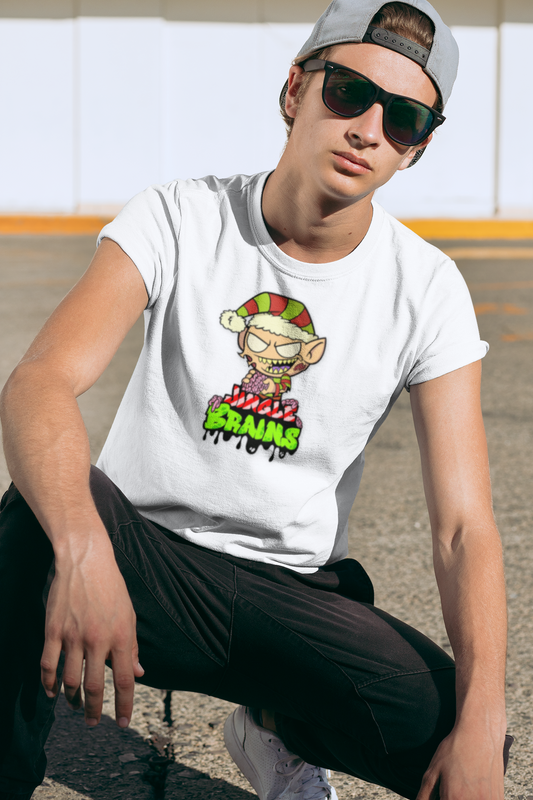 Jingle Brains Tee – Holiday Elf Gone Feral Edition